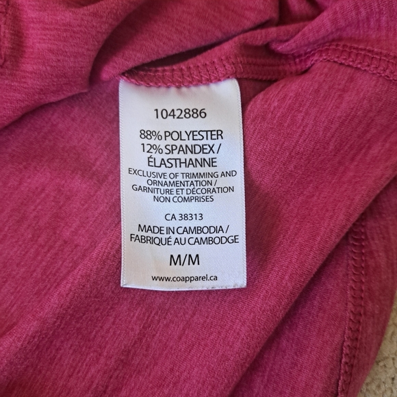 Tuff Athletics Activewear Top Pink Size Medium Long Sleeved Hooded Top Yoga - Picture 10 of 11